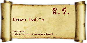 Urszu Iván névjegykártya