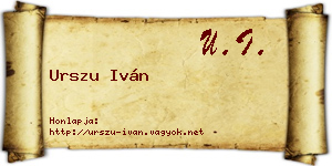 Urszu Iván névjegykártya